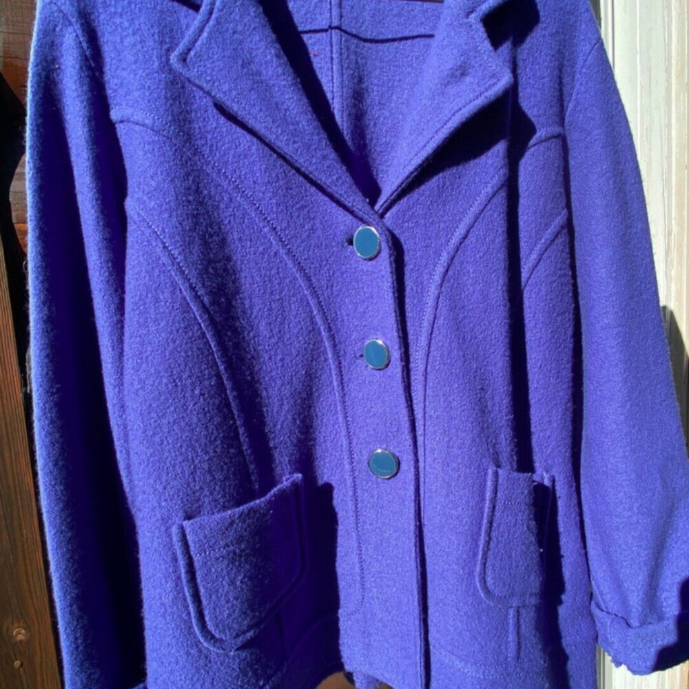 Harve Bernard Cardigan Sweater Like Jacket BluPur w/Front Buttons& Pockets Large - Picture 2 of 7